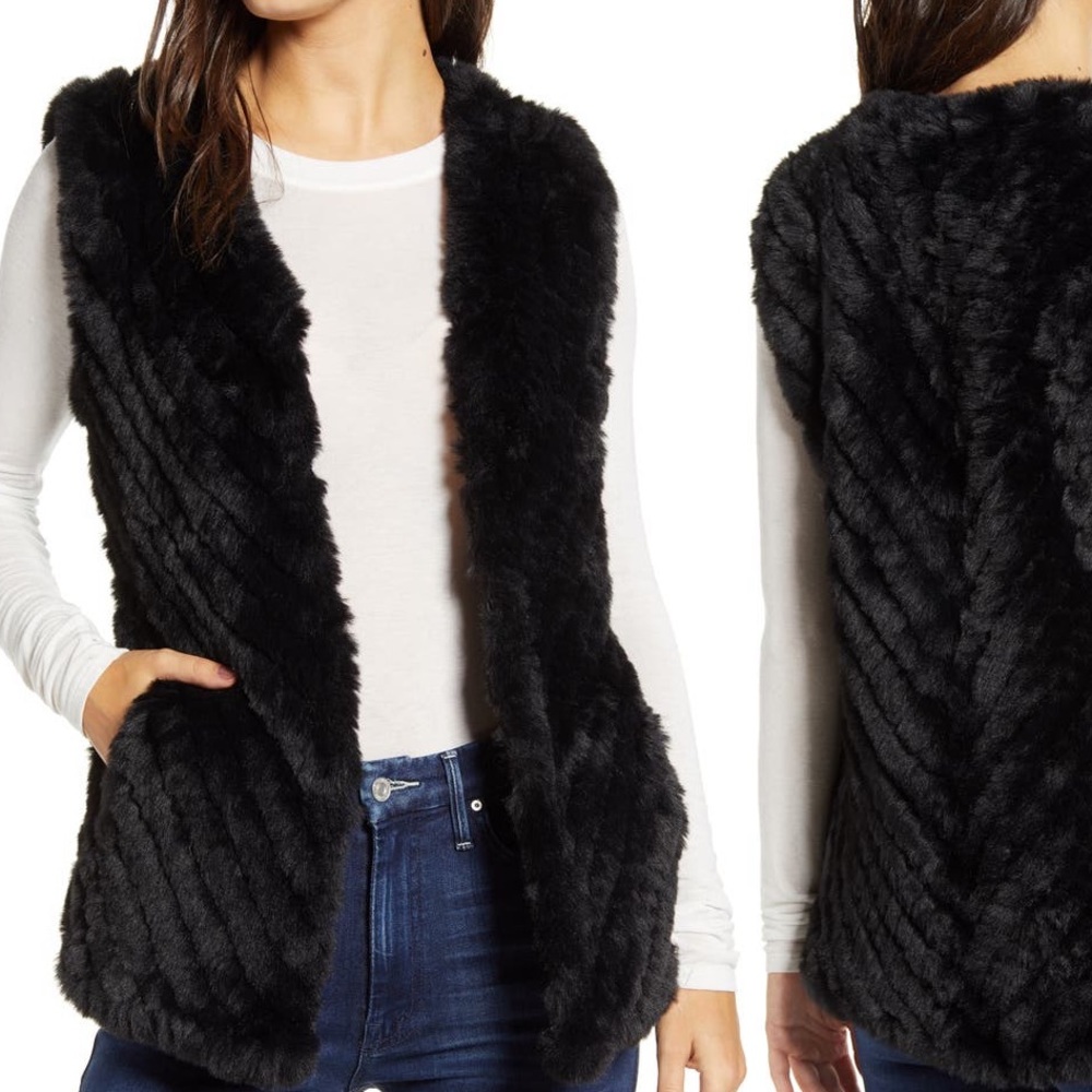Love Token Faux Fur Vest in Black